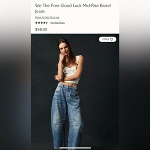 Free People mid rise barrel jeans. Size 28.